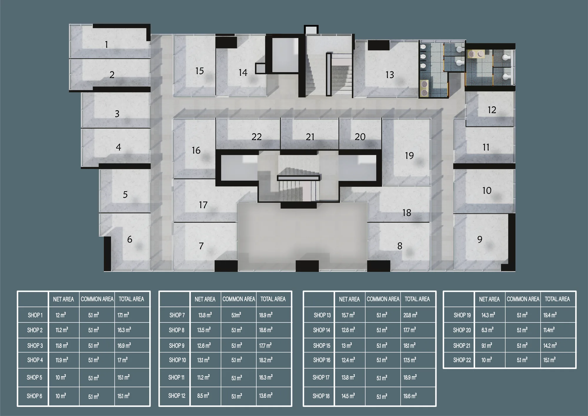 Commercial shop plan 2 — 22 shops