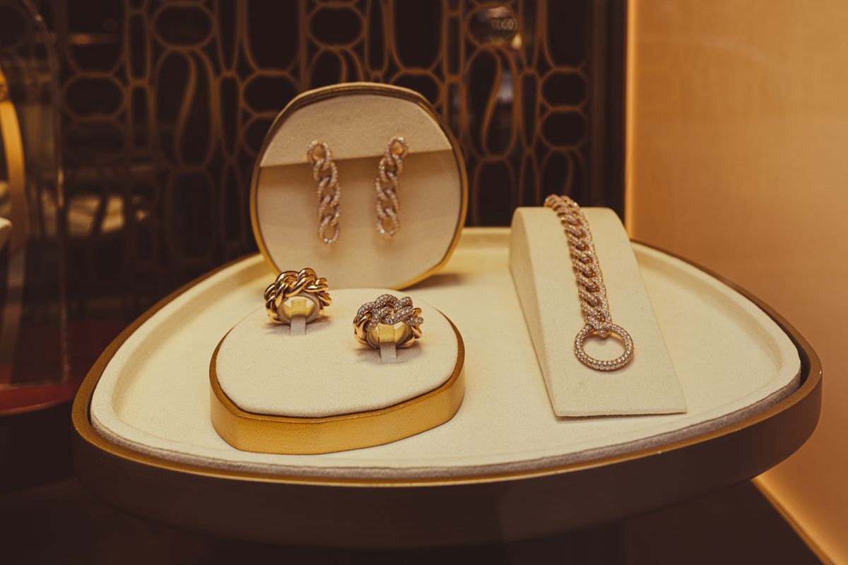 Elegant gold jewelry display