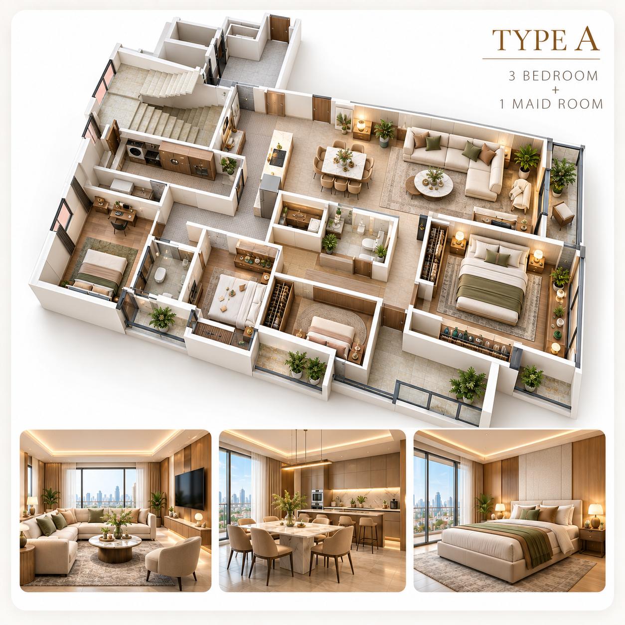 Type A apartment floor plan — 167 m²